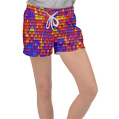 Geometric Pattern Colorful Fluorescent Background Women s Velour Lounge Shorts