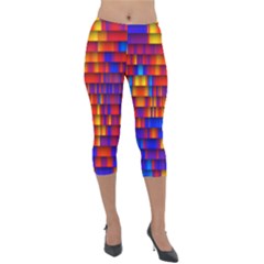 Geometric Pattern Colorful Fluorescent Background Lightweight Velour Capri Leggings 