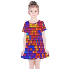 Geometric Pattern Colorful Fluorescent Background Kids  Simple Cotton Dress by Jancukart