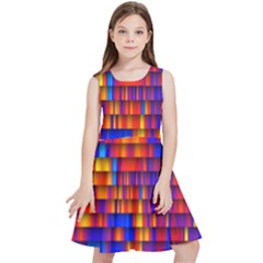 Geometric Pattern Colorful Fluorescent Background Kids  Skater Dress by Jancukart