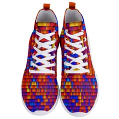 Geometric Pattern Colorful Fluorescent Background Men s Lightweight High Top Sneakers