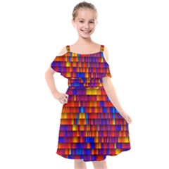 Geometric Pattern Colorful Fluorescent Background Kids  Cut Out Shoulders Chiffon Dress by Jancukart