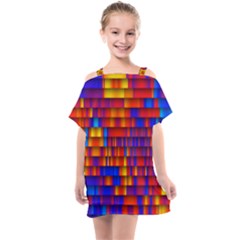 Geometric Pattern Colorful Fluorescent Background Kids  One Piece Chiffon Dress