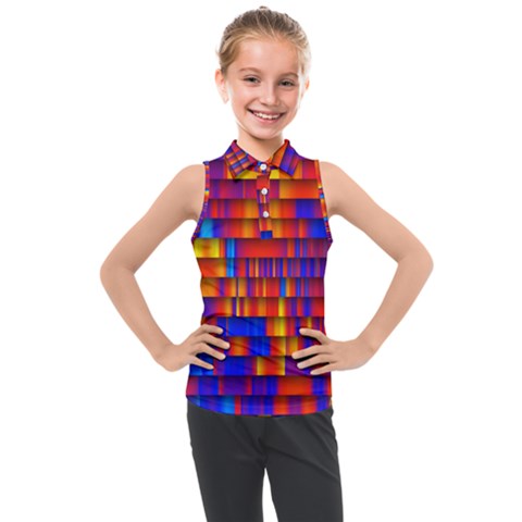 Geometric Pattern Colorful Fluorescent Background Kids  Sleeveless Polo Tee by Jancukart