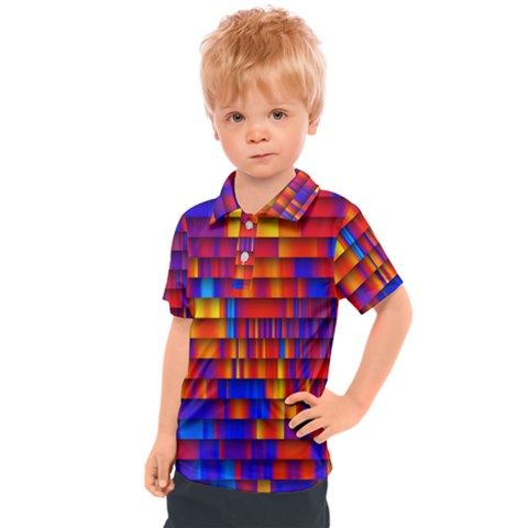 Geometric Pattern Colorful Fluorescent Background Kids  Polo Tee by Jancukart