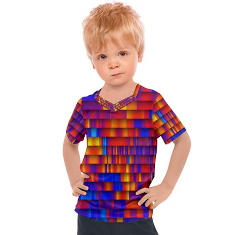 Geometric Pattern Colorful Fluorescent Background Kids  Sports Tee by Jancukart