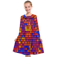 Geometric Pattern Colorful Fluorescent Background Kids  Midi Sailor Dress by Jancukart