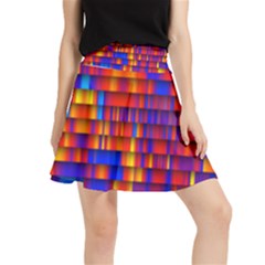 Geometric Pattern Colorful Fluorescent Background Waistband Skirt by Jancukart