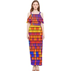 Geometric Pattern Colorful Fluorescent Background Draped Sleeveless Chiffon Jumpsuit by Jancukart