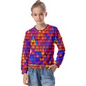 Geometric Pattern Colorful Fluorescent Background Kids  Long Sleeve Tee with Frill  View1