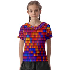 Geometric Pattern Colorful Fluorescent Background Kids  Frill Chiffon Blouse by Jancukart