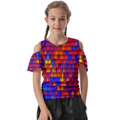 Geometric Pattern Colorful Fluorescent Background Kids  Butterfly Cutout Tee by Jancukart