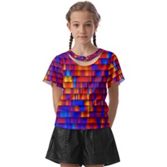 Geometric Pattern Colorful Fluorescent Background Kids  Front Cut Tee by Jancukart