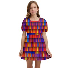 Geometric Pattern Colorful Fluorescent Background Kids  Short Sleeve Dolly Dress by Jancukart