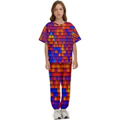 Geometric Pattern Colorful Fluorescent Background Kids  Tee And Pants Sports Set