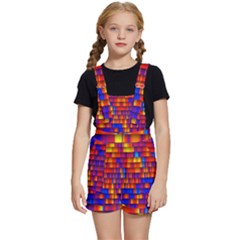 Geometric Pattern Colorful Fluorescent Background Kids  Short Overalls by Jancukart