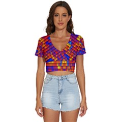 Geometric Pattern Colorful Fluorescent Background V-neck Crop Top by Jancukart