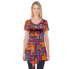 Background Graphic Beautiful Wallpaper Art Abstract Short Sleeve Tunic 