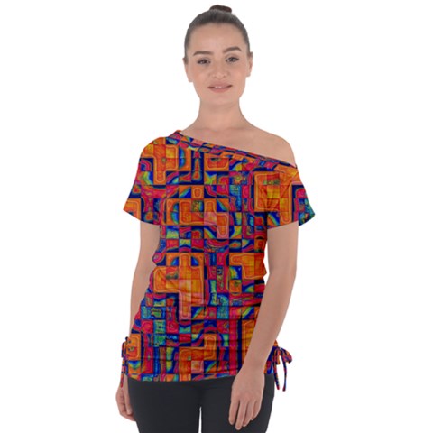 Background Graphic Beautiful Wallpaper Art Abstract Off Shoulder Tie-up Tee by Jancukart