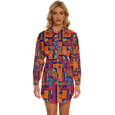 Background Graphic Beautiful Wallpaper Art Abstract Womens Long Sleeve Shirt Dress by Jancukart