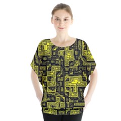 Background Graphic Beautiful Wallpaper Yellow Batwing Chiffon Blouse