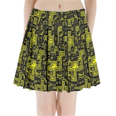 Background Graphic Beautiful Wallpaper Yellow Pleated Mini Skirt by Jancukart