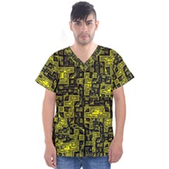 Background Graphic Beautiful Wallpaper Yellow Men s V-neck Scrub Top