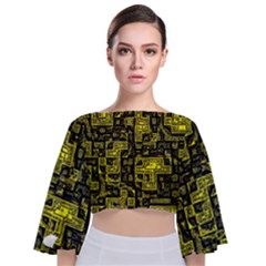 Background Graphic Beautiful Wallpaper Yellow Tie Back Butterfly Sleeve Chiffon Top