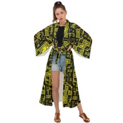 Background Graphic Beautiful Wallpaper Yellow Maxi Kimono