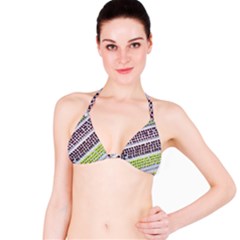 Field Agriculture Farm Stripes Diagonal Pattern Bikini Top