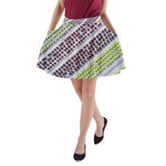 Field Agriculture Farm Stripes Diagonal Pattern A-line Pocket Skirt