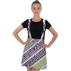 Field Agriculture Farm Stripes Diagonal Pattern Velvet Suspender Skater Skirt