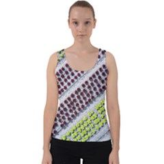 Field Agriculture Farm Stripes Diagonal Pattern Velvet Tank Top by Jancukart