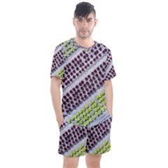 Field Agriculture Farm Stripes Diagonal Pattern Men s Mesh Tee And Shorts Set