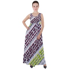 Field Agriculture Farm Stripes Diagonal Pattern Empire Waist Velour Maxi Dress