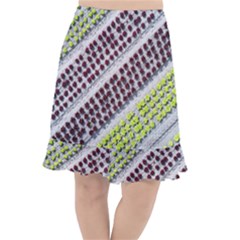 Field Agriculture Farm Stripes Diagonal Pattern Fishtail Chiffon Skirt