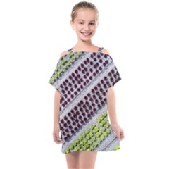 Field Agriculture Farm Stripes Diagonal Pattern Kids  One Piece Chiffon Dress