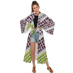 Field Agriculture Farm Stripes Diagonal Pattern Maxi Kimono