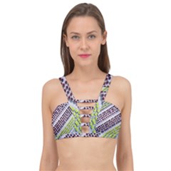 Field Agriculture Farm Stripes Diagonal Pattern Cage Up Bikini Top