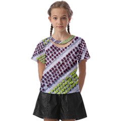 Field Agriculture Farm Stripes Diagonal Pattern Kids  Front Cut Tee by Jancukart