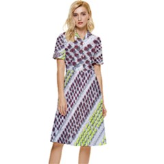 Field Agriculture Farm Stripes Diagonal Pattern Button Top Knee Length Dress