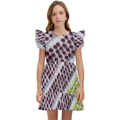 Field Agriculture Farm Stripes Diagonal Pattern Kids  Winged Sleeve Dress