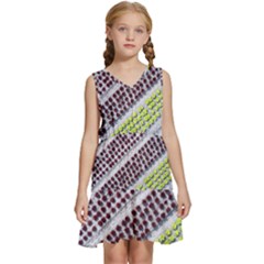 Field Agriculture Farm Stripes Diagonal Pattern Kids  Sleeveless Tiered Mini Dress by Jancukart