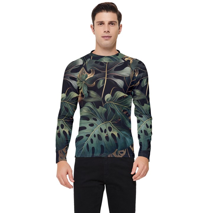 Tropical Leaves Leaf Foliage Monstera Nature Home Men s Long Sleeve Rash Guard