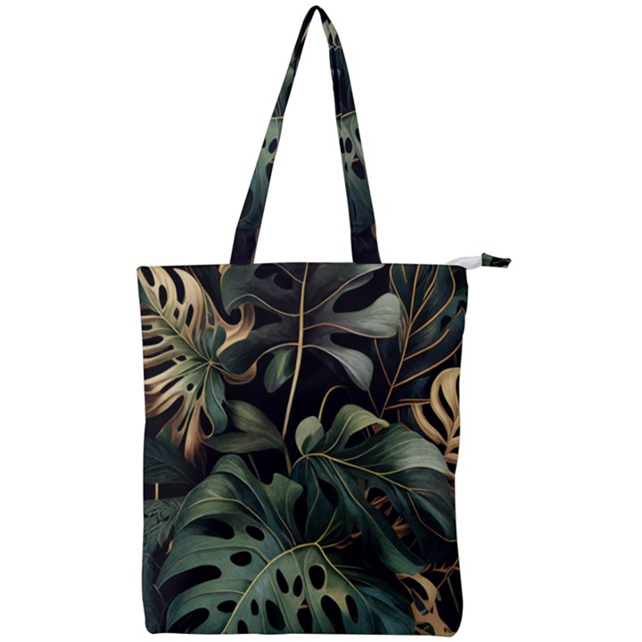 Tropical Leaves Leaf Foliage Monstera Nature Home Double Zip Up Tote Bag