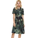 Tropical Leaves Leaf Foliage Monstera Nature Home Button Top Knee Length Dress View1