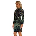 Tropical Leaves Leaf Foliage Monstera Nature Home Long Sleeve Shirt Collar Bodycon Dress View2