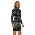 Tropical Leaves Leaf Foliage Monstera Nature Home Long Sleeve Shirt Collar Bodycon Dress View3