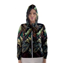 Tropical Leaf Leaves Foliage Monstera Nature Women s Hooded Windbreaker