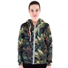 Tropical Leaf Leaves Foliage Monstera Nature Women s Zipper Hoodie